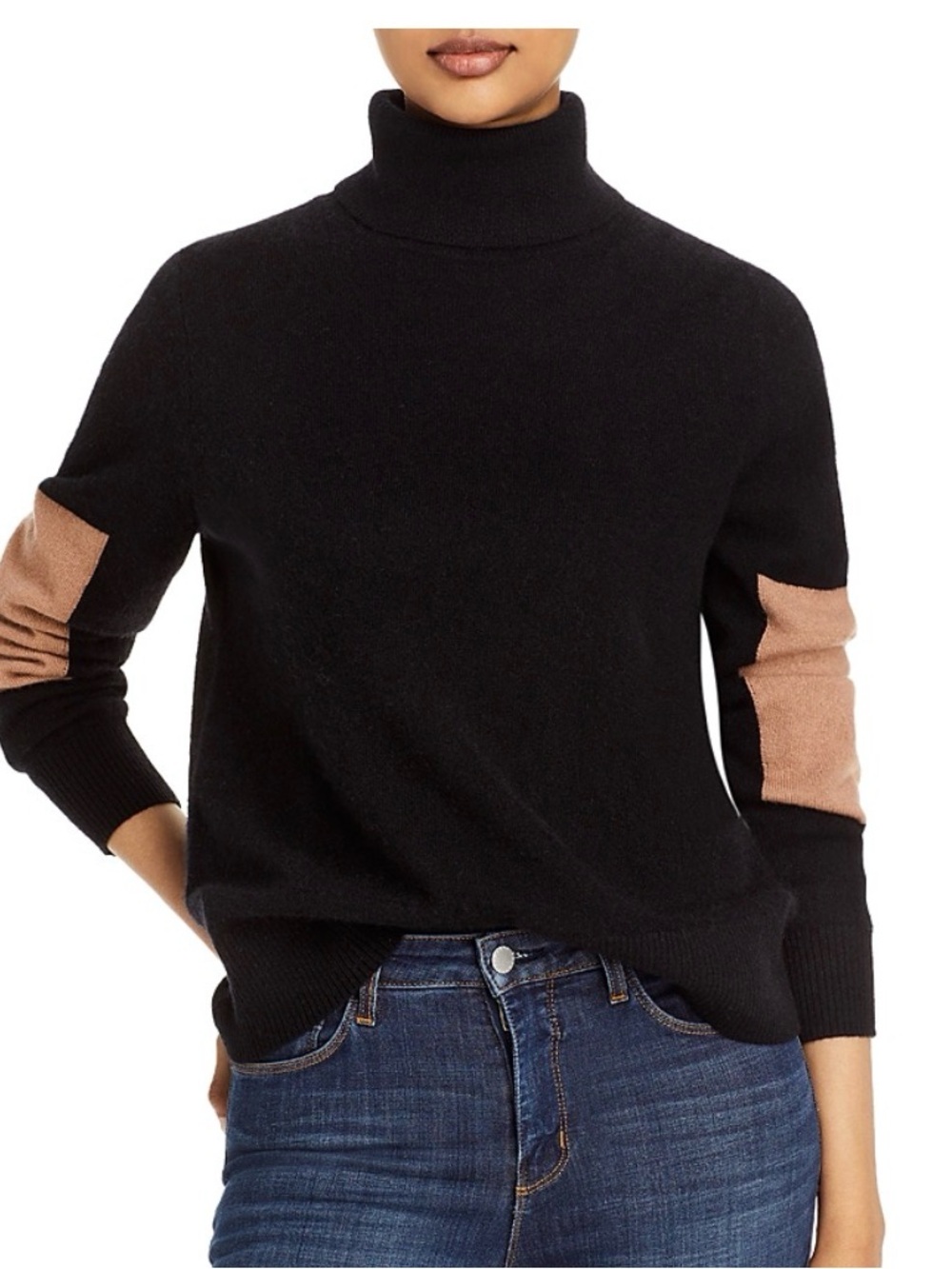 C by Bloomingdale’s Black and Khaki Turtleneck Sweater Cashmere XXL
